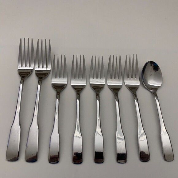 Select Stainless Steel Forks Spoons Flatware Lot of 8 - Picture 1 of 11